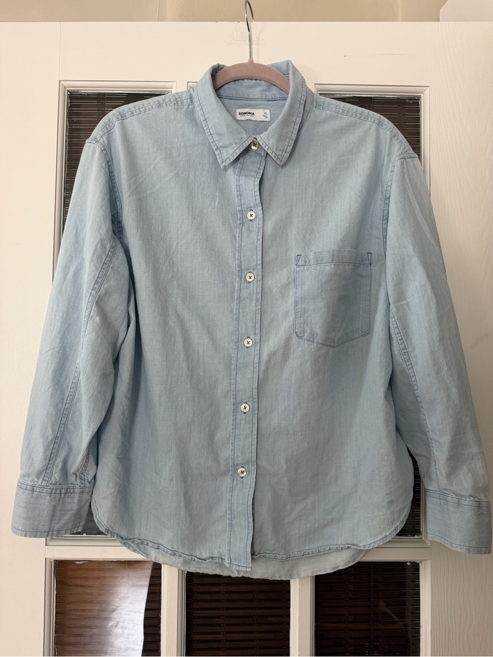 Sonoma Goods Women’s PL‎ Blue Button Up Long Sleeve Chambray Shirt | SKU 0632